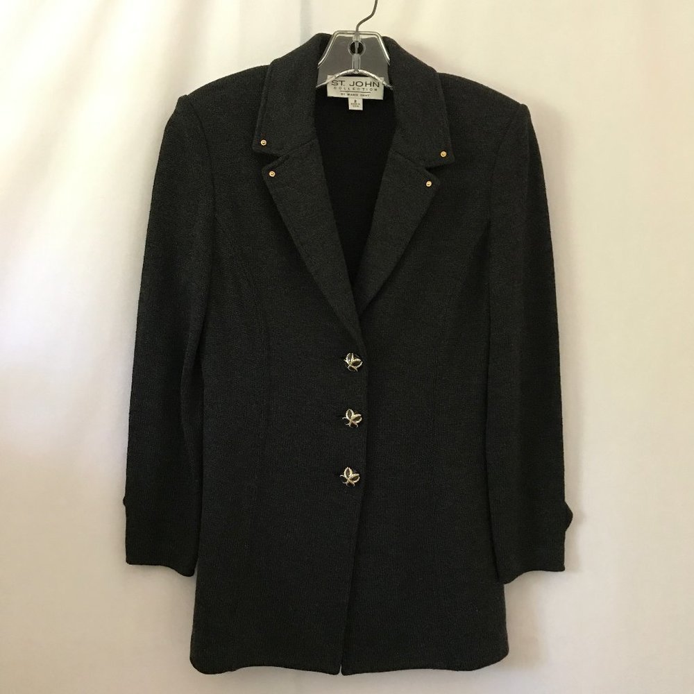 St. John Collection Knitted Jacket in Dark Gray